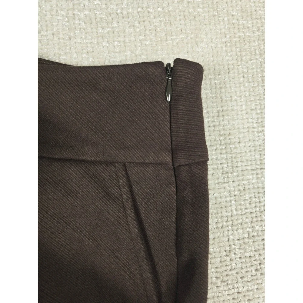 Cabi Brown Wide Leg Pintuck Trousers Side Zip Stretch‎ Career Pants Size 10